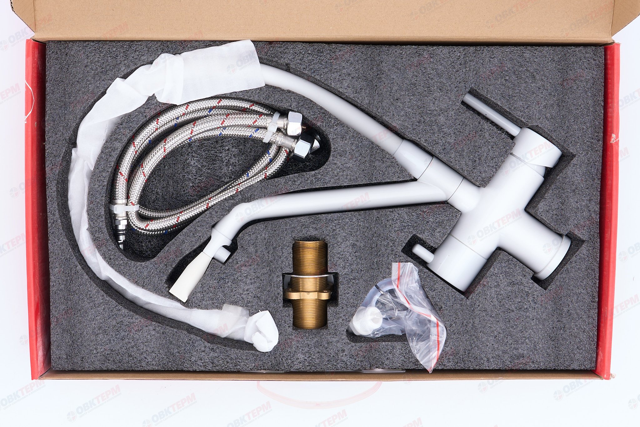 Смеситель д/кухни под ФИЛЬТР KOER KB-72006-03 (Цвет белый+силик.излив белый) (8шт/ящ) - миниатюра №6