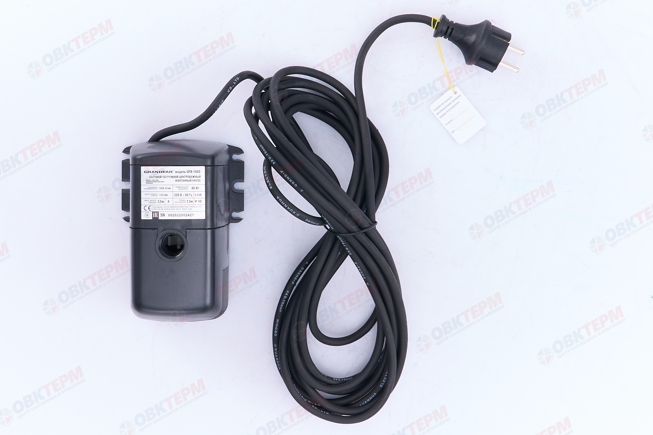 Насос фонтанный GFВ-1843 (40Вт/2,5м/1,8куб) - Изображение №2