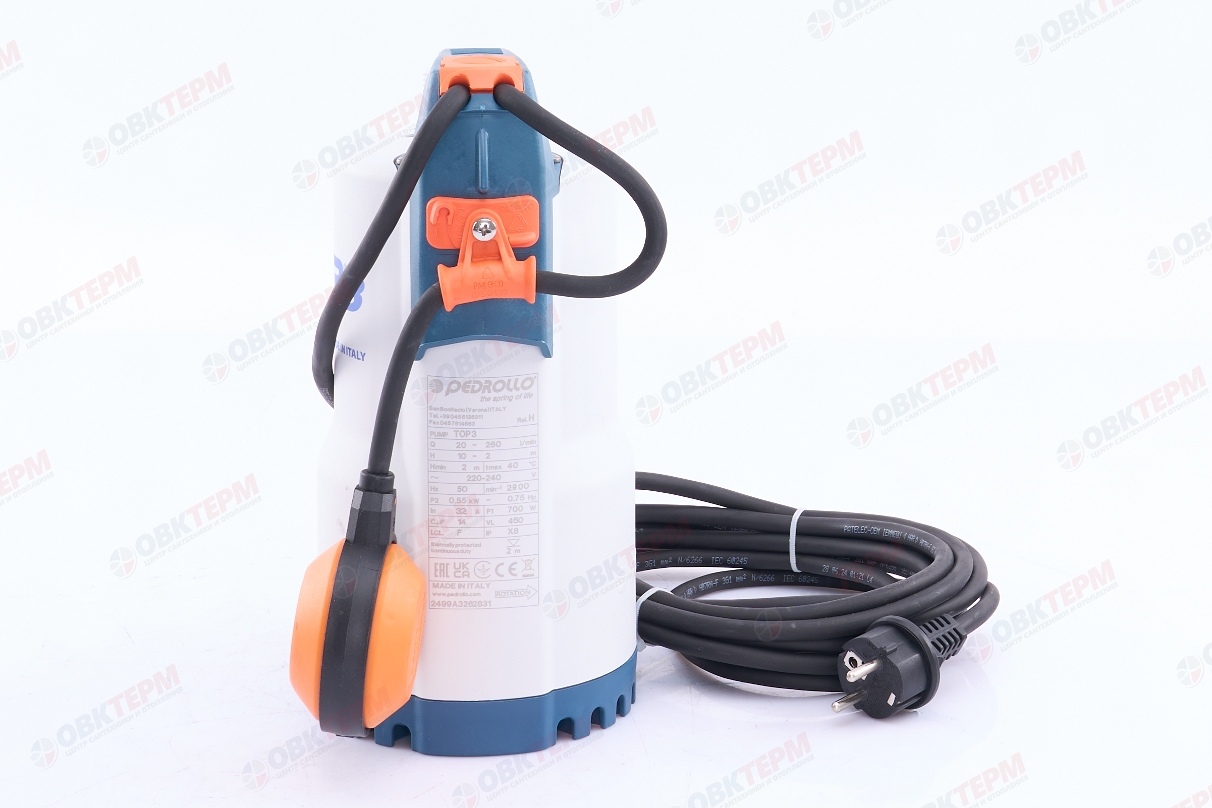 Насос дренажный  ТОР-3   Pedrollo  (0,55кВт/260л.м./10м.) - Изображение №5