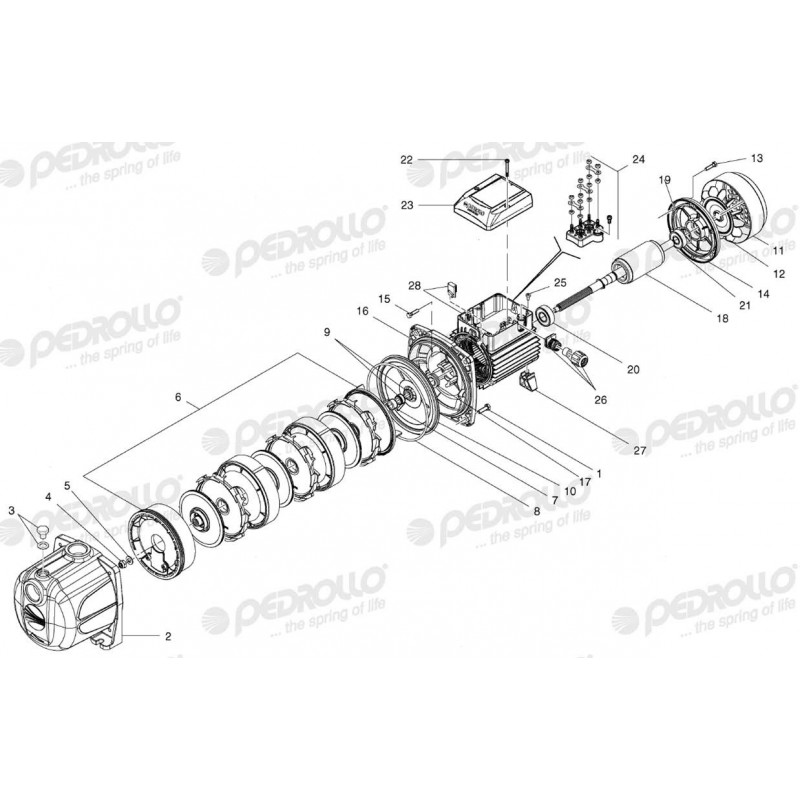 Насос многоступенчатый MKm 5/8 - N Pedrollo вертикальный  (2,2кВт/120л.м./110м.) - миниатюра №3
