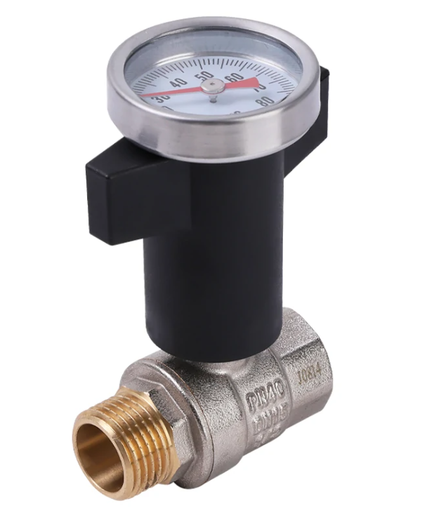 Кран шаровый       (ручка удлиненная пластик с термометром)   3/4" ВН  ZEISSLER (1/60) - Изображение №1