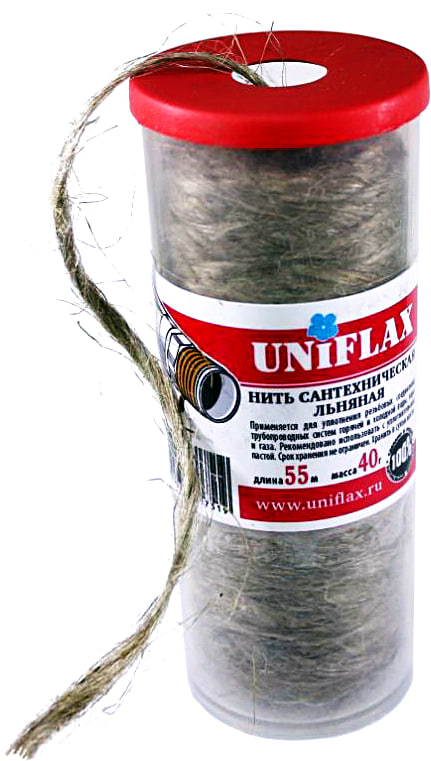 Нить сантехническая льняная UNiFLAX для резьбовых соединений (55м)   (24 шт/уп) - Изображение №1