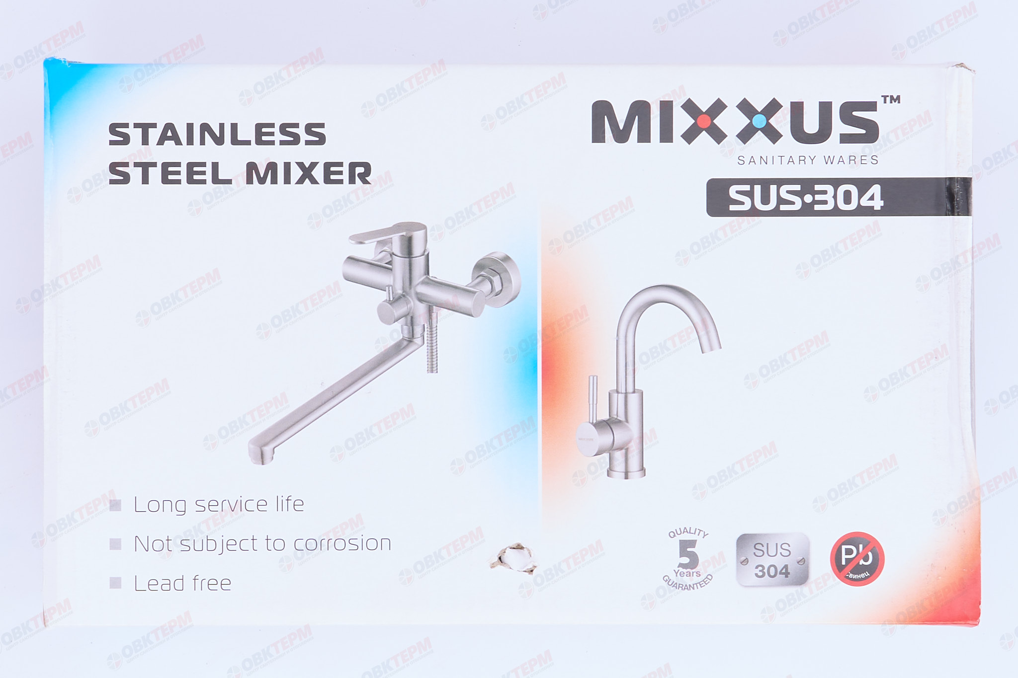 Смеситель д/ванны корот. нерж/сталь MIXXUS DAX 009  EURO Ø40 (12 шт/ящ) - миниатюра №6
