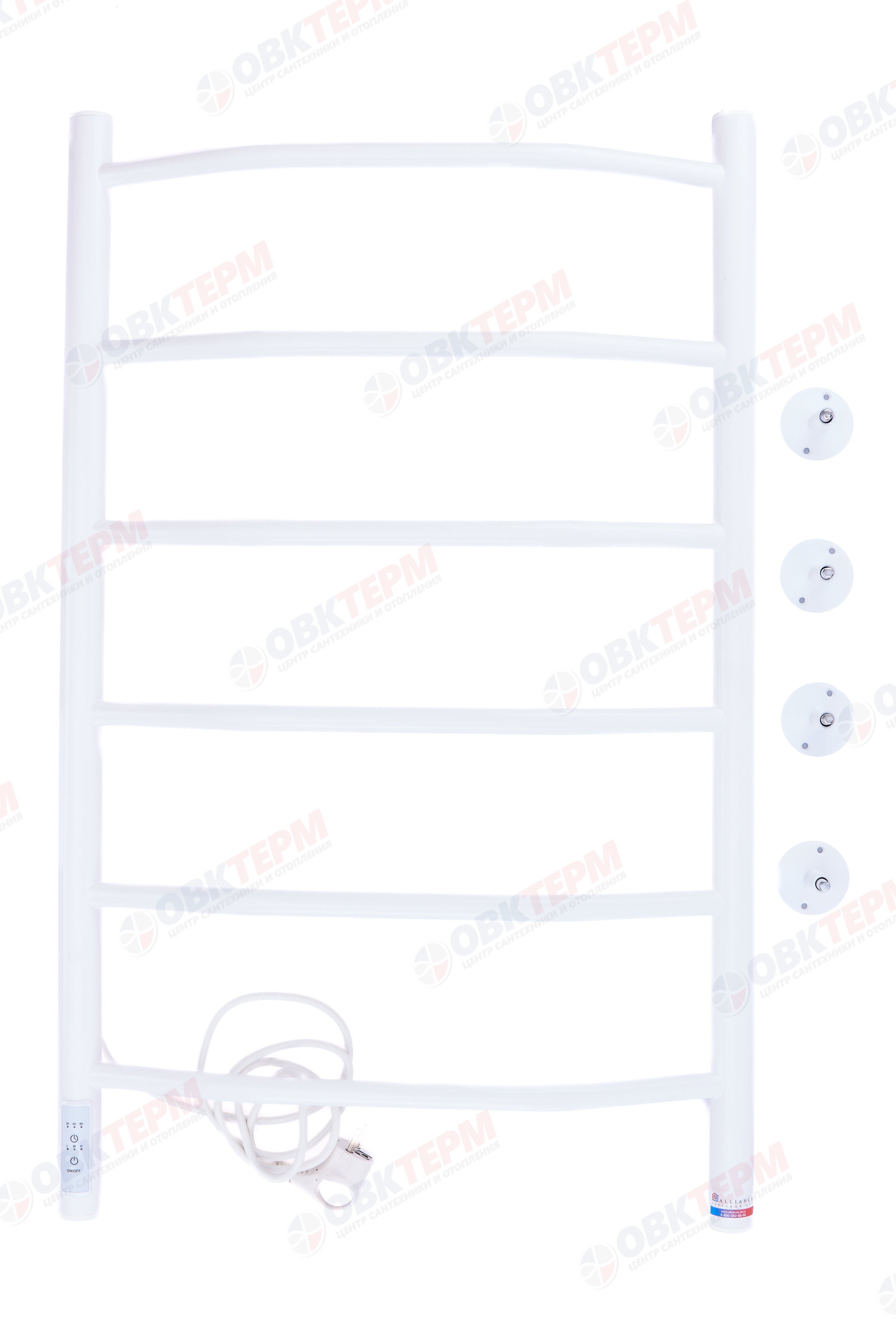 Полотенцесушитель электрический ТДА ЛНК - Э 1" 50 х 80 Л, 6 перекладин, термор. слева, Белый АДВ - Изображение №4