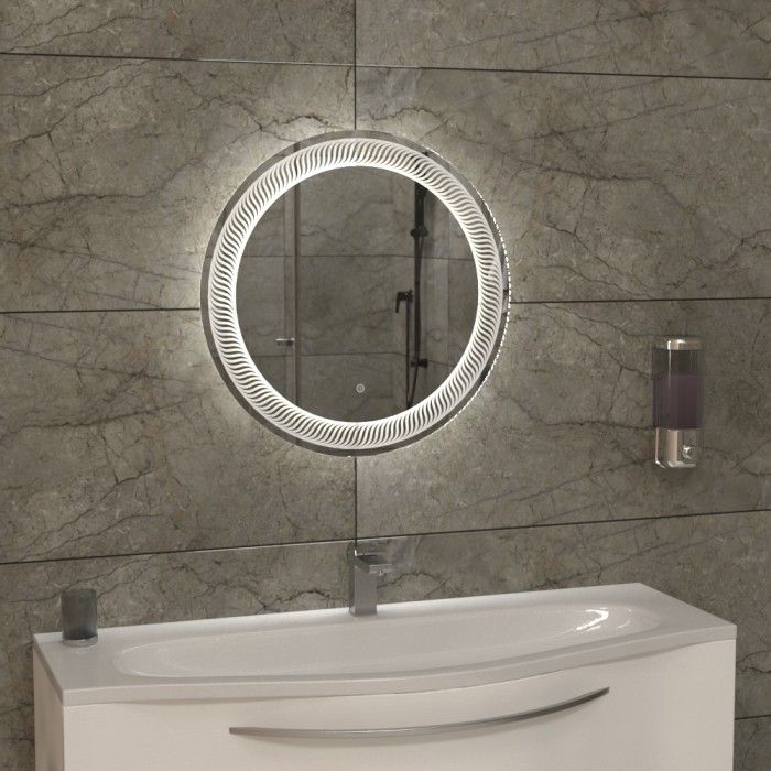 Зеркало  600  круглое с LED подсветкой 6500К 9,6 Вт/м с сенсор. выкл. КЗСК - миниатюра №2