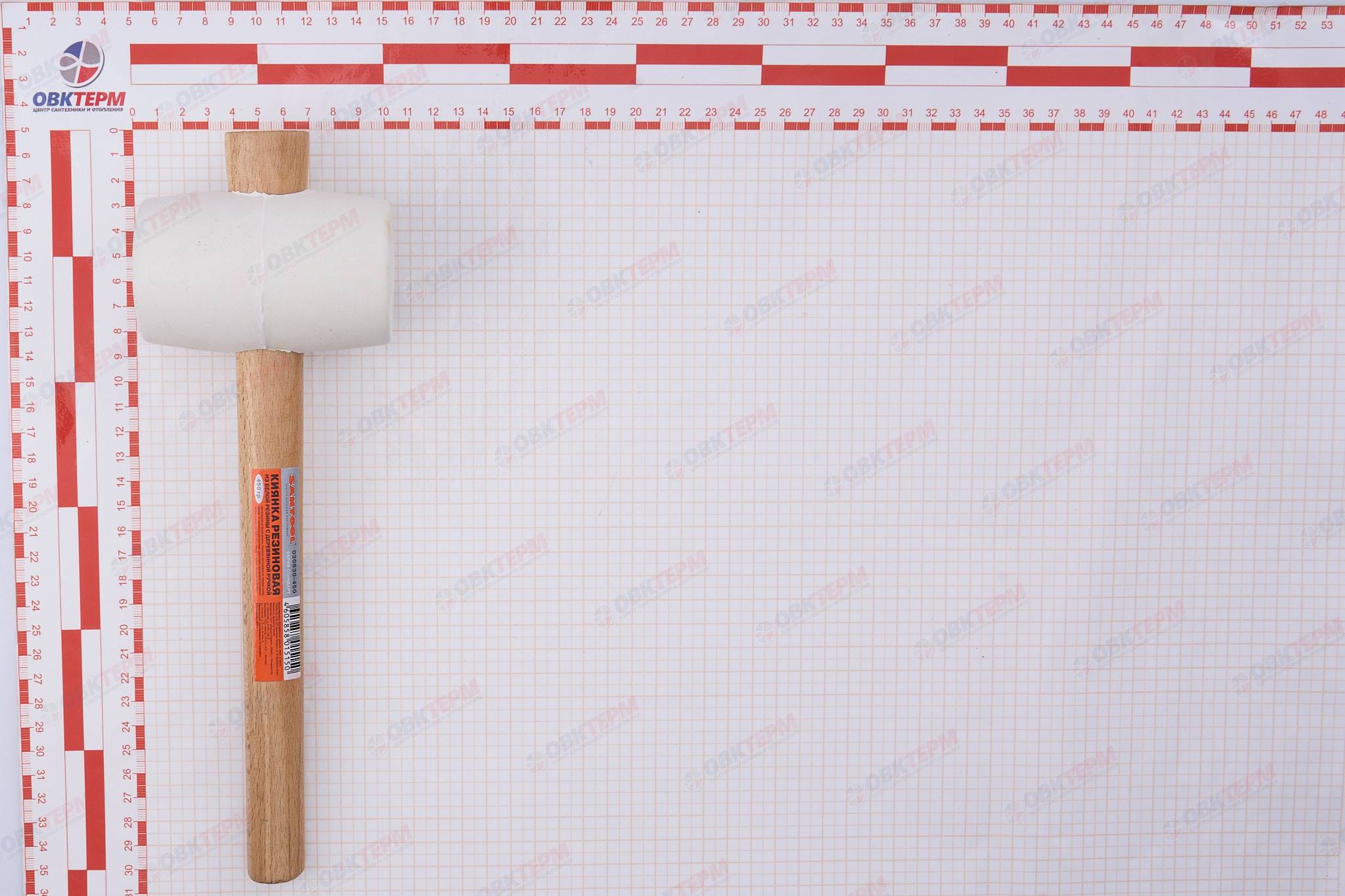 Киянка Мастер с деревянной ручкой, белая резина 450 гр SANTOOL - миниатюра №6