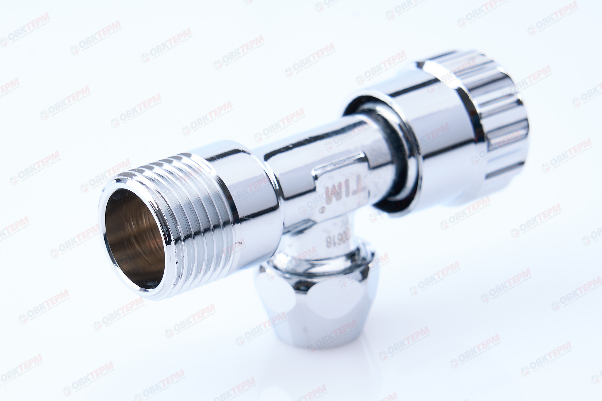 Кран для подкл. с/т приборов       TIM     1/2" - 3/8", хром.  вентельный с резиновым затвором - Изображение №1