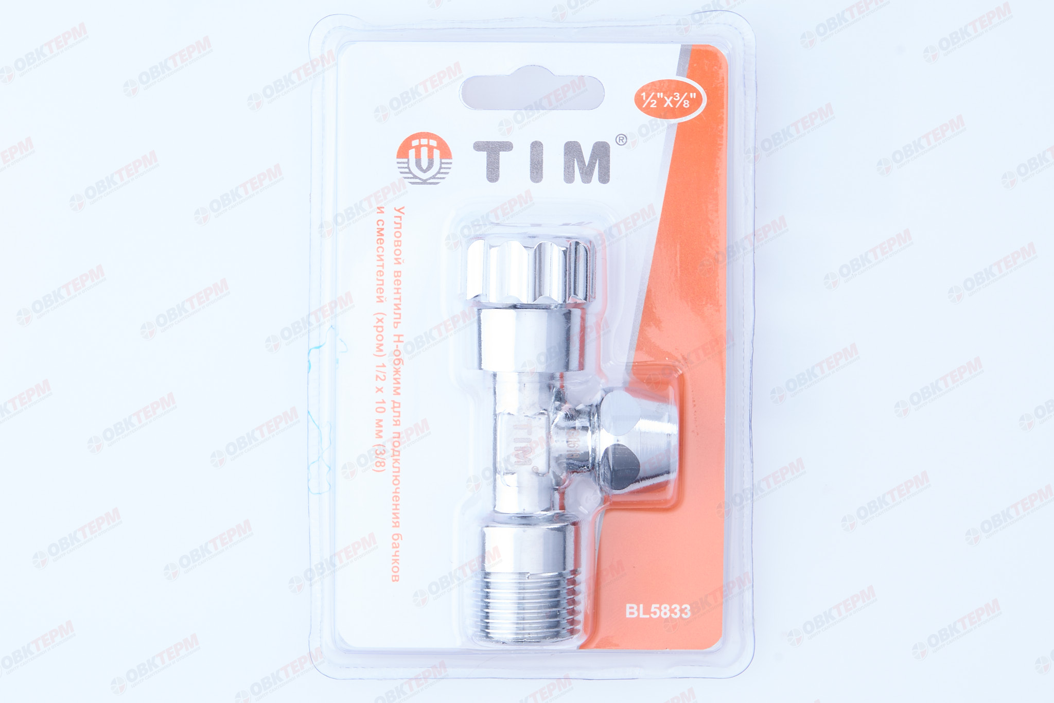 Кран для подкл. с/т приборов       TIM     1/2" - 3/8", хром.  вентельный с резиновым затвором - Изображение №2