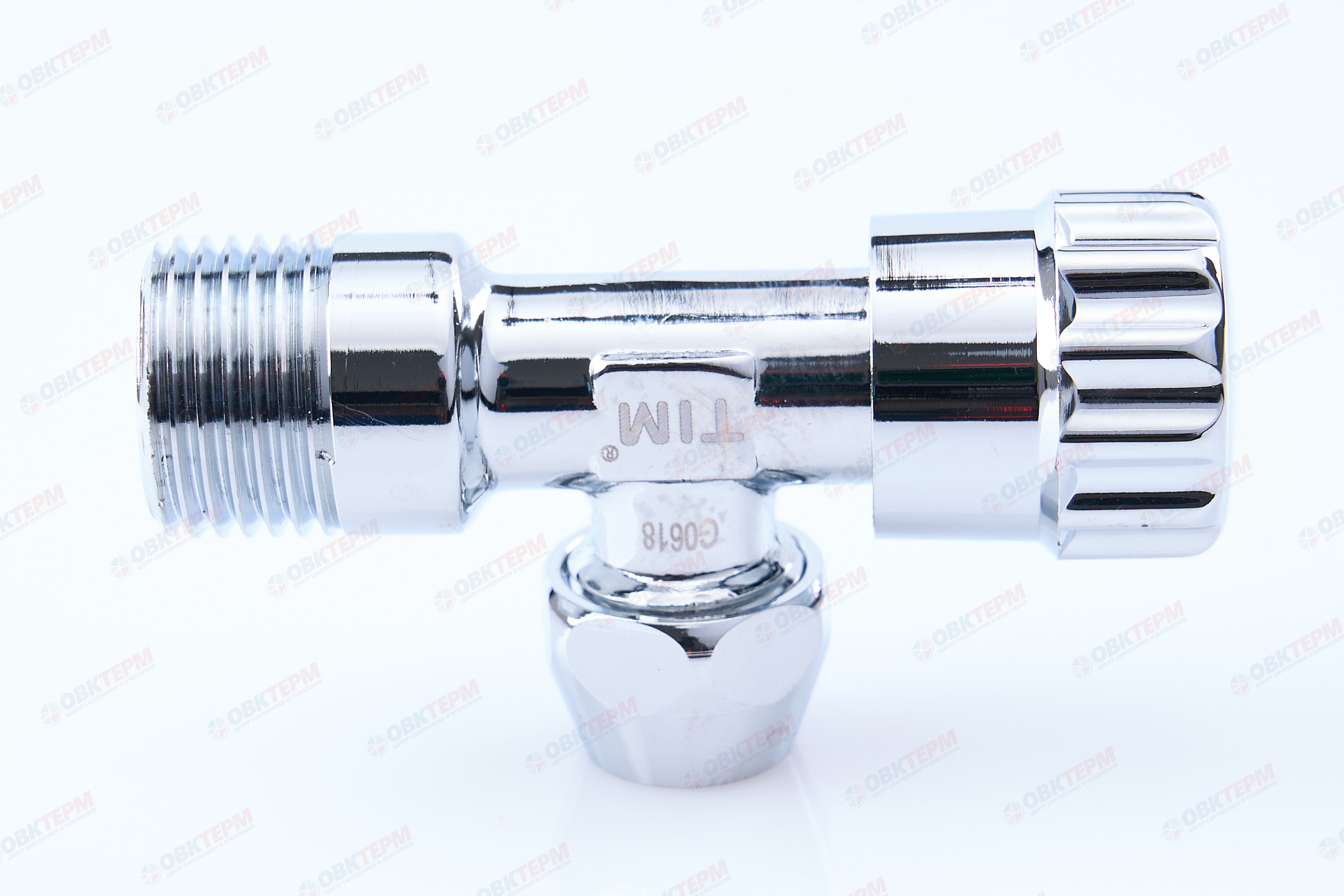 Кран для подкл. с/т приборов       TIM     1/2" - 3/8", хром.  вентельный с резиновым затвором - Изображение №3