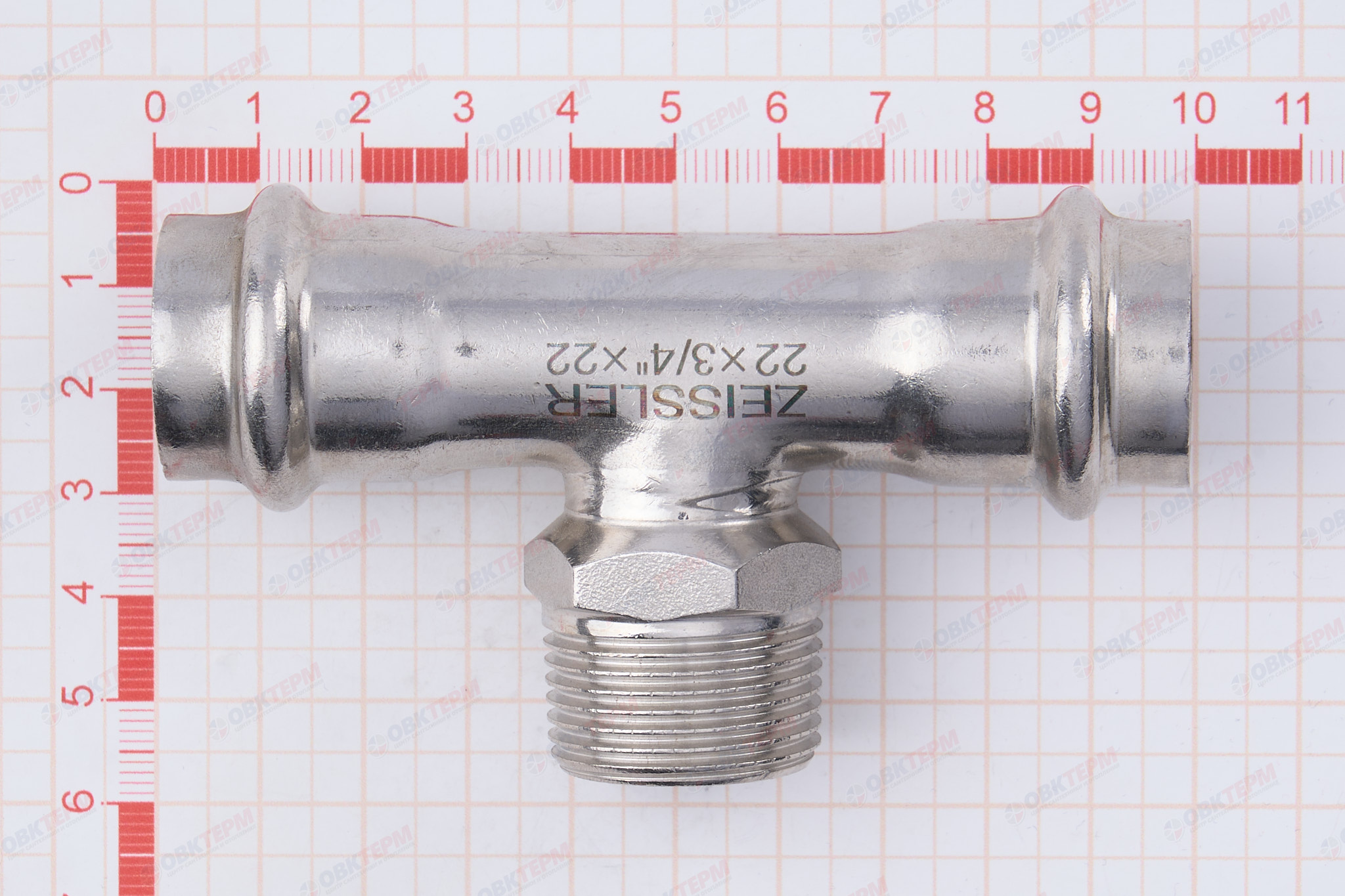Тройник пресс из нерж.ст. 22  х 3/4"Н  х 22  TIM  (40/5) - Изображение №4
