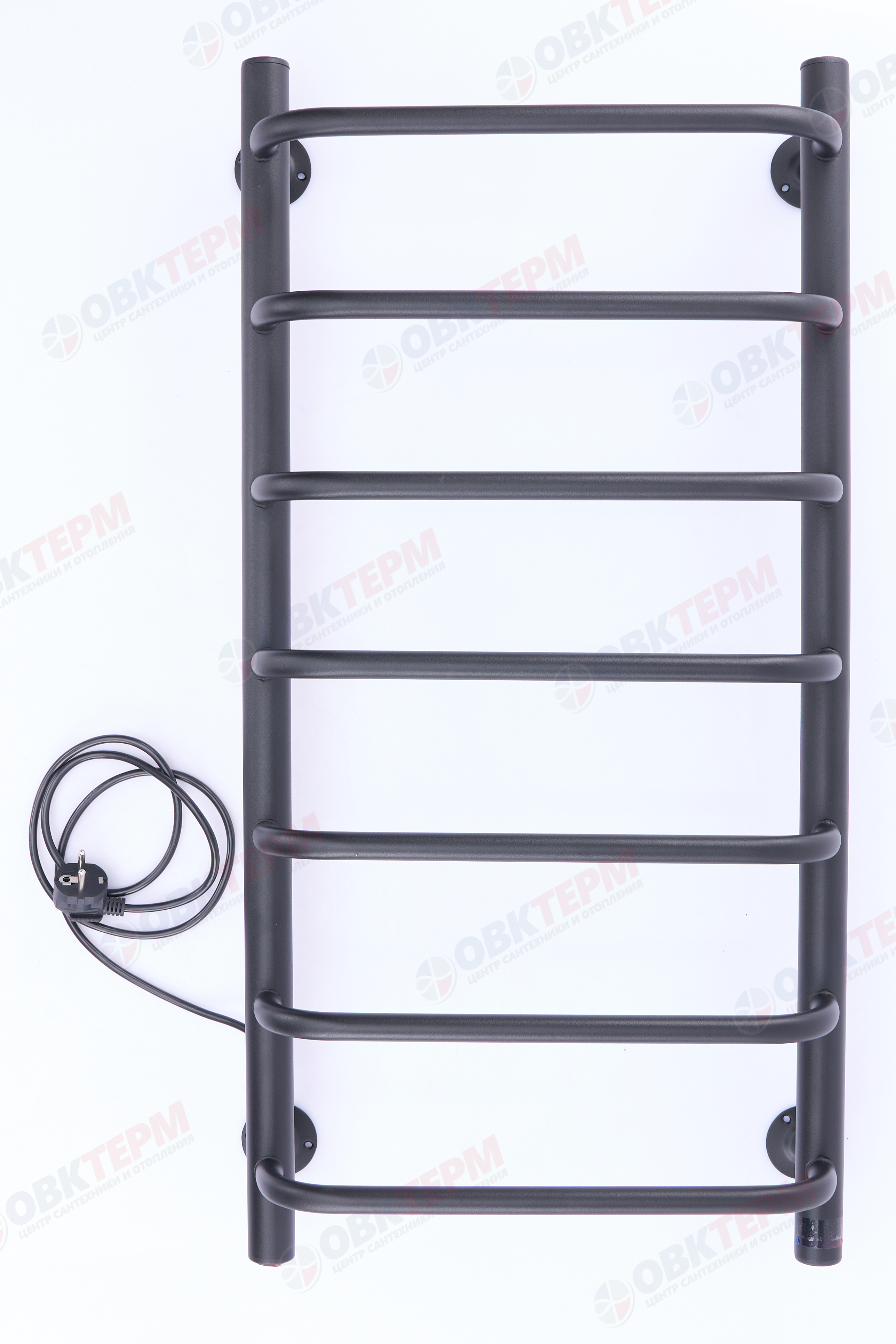 Полотенцесушитель электрический АДВ ЛНК - Э1" 40*80 (скоба, кабель слева, 7 перекладин) Черный муар - Изображение №2