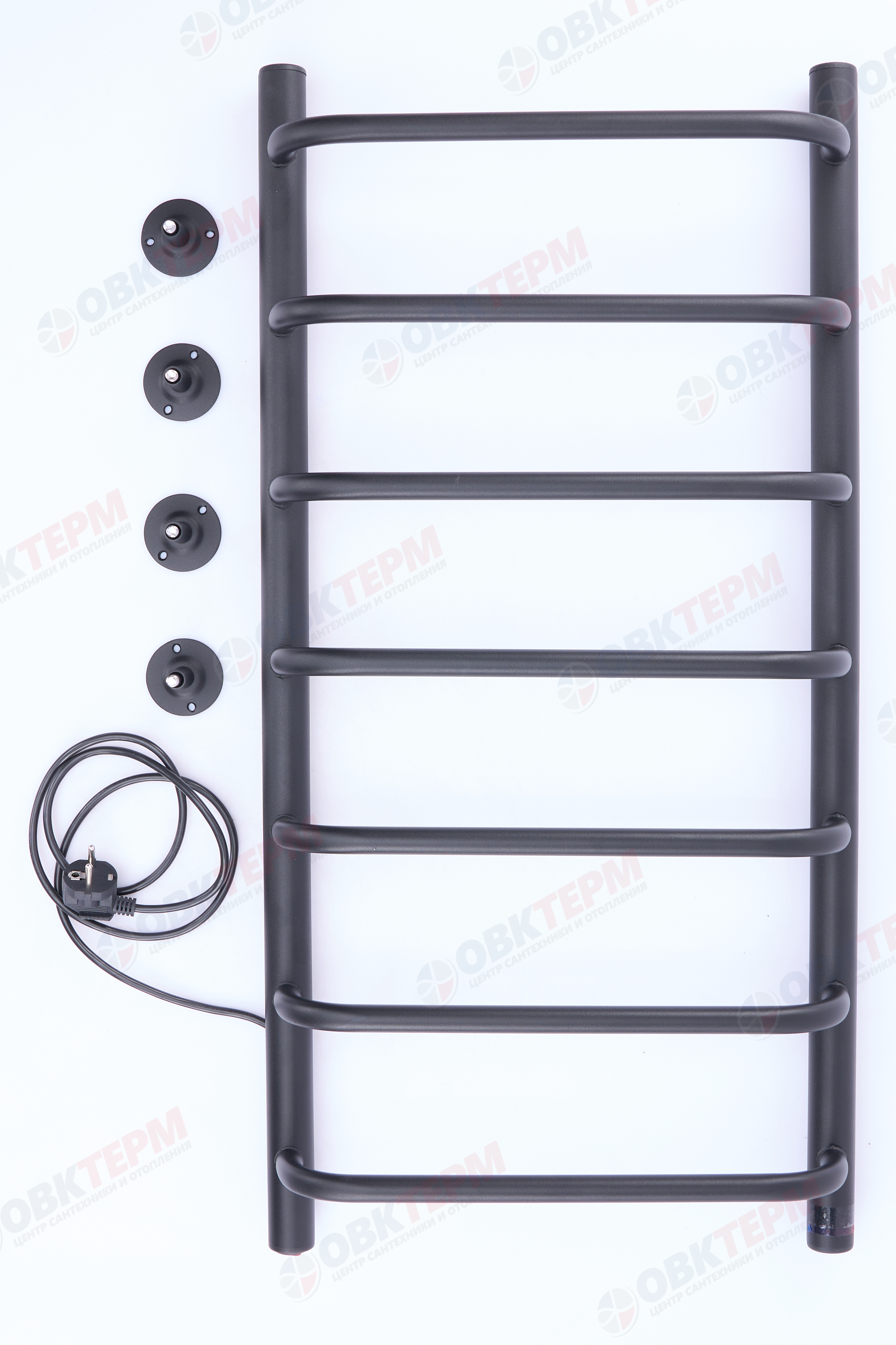 Полотенцесушитель электрический АДВ ЛНК - Э1" 40*80 (скоба, кабель слева, 7 перекладин) Черный муар - Изображение №3