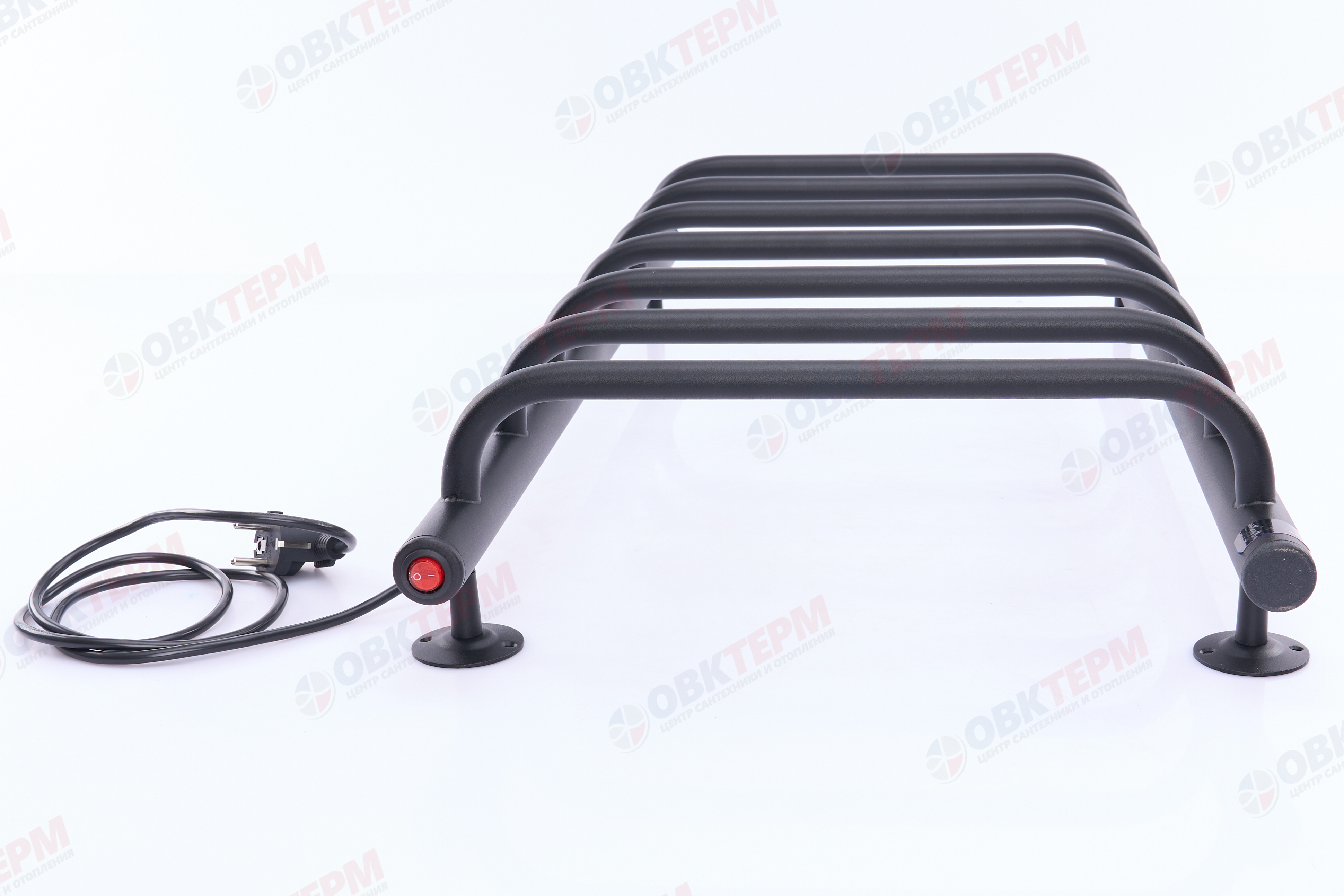 Полотенцесушитель электрический АДВ ЛНК - Э1" 40*80 (скоба, кабель слева, 7 перекладин) Черный муар - Изображение №4