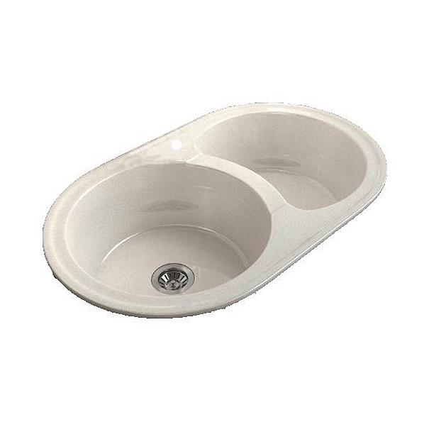 Мойка овальная двойная 770х465х223мм Hiekka Musta GRANMILL 44 черная - изображение №1