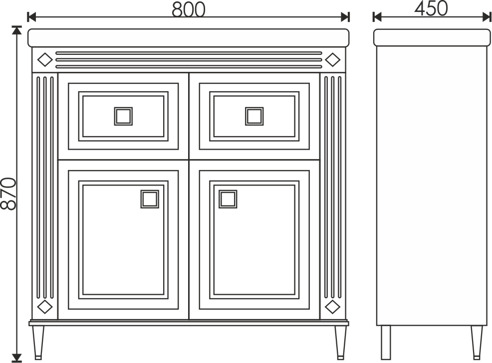 Тумба EvaGold 80 "Prado" (ум Como 80/Grand 80/Moduo 80) - миниатюра №2