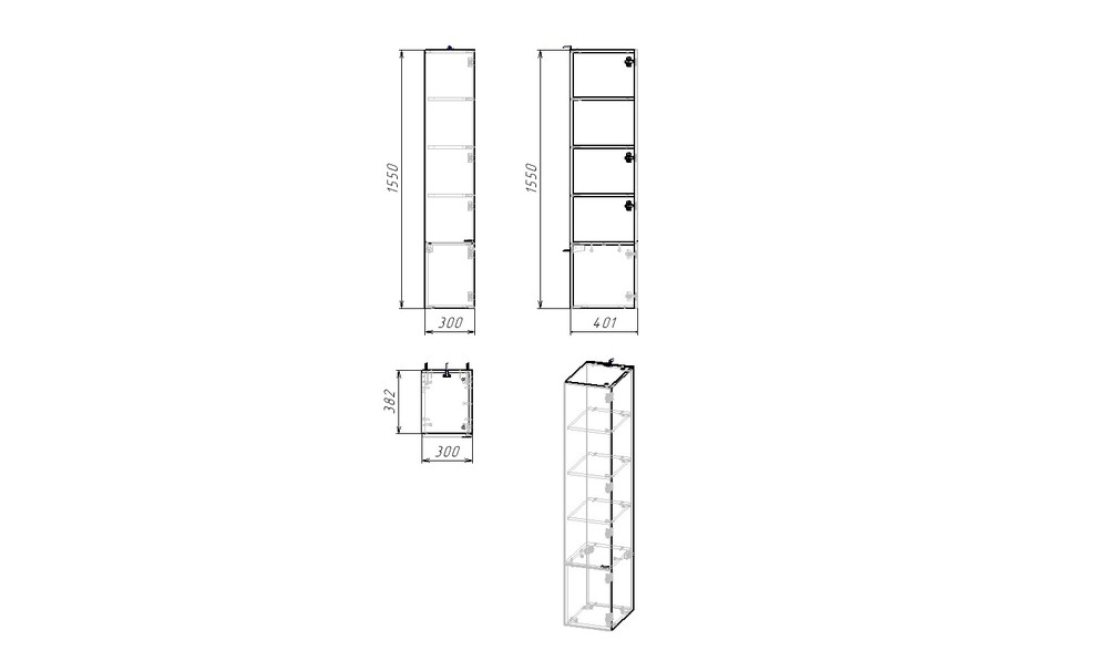 Шкаф-пенал подвесной 30 "Tai" EvaGold белый - Изображение №4