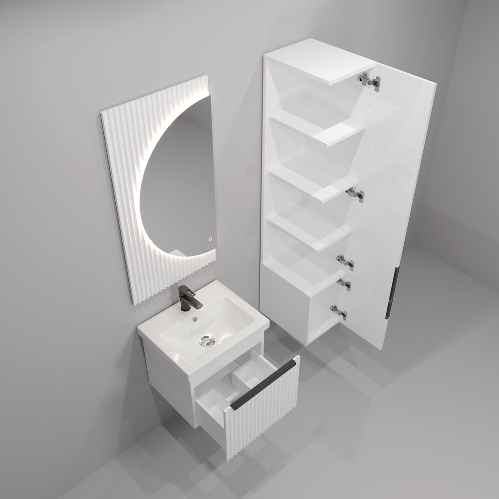 Шкаф-пенал подвесной 30 "Tai" EvaGold белый - миниатюра №6