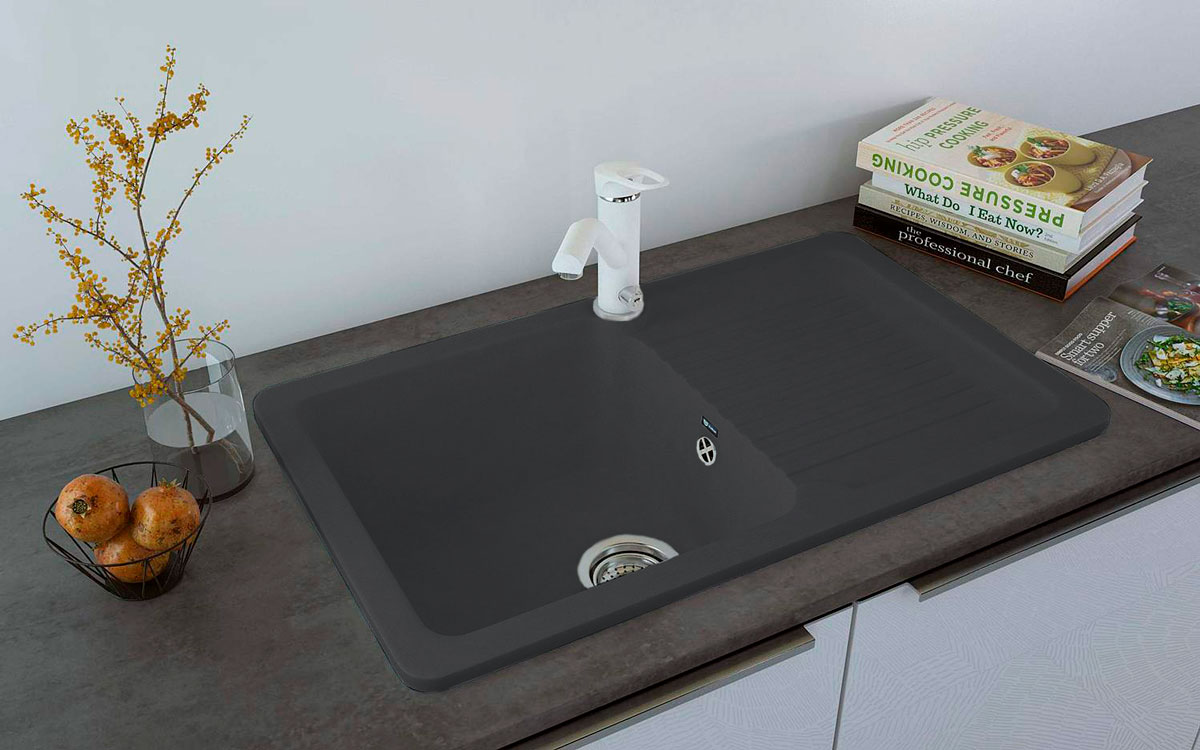 Мойка прямоугольная Ulgran U - 506 - 308 (черный) 770*500мм - Изображение №3