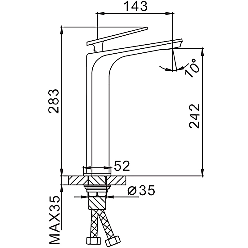 Смеситель д/умывальника FRAР F1058-2 белый /латуни /высокий /Ø35 /аэратор М24 /на гайке - миниатюра №2
