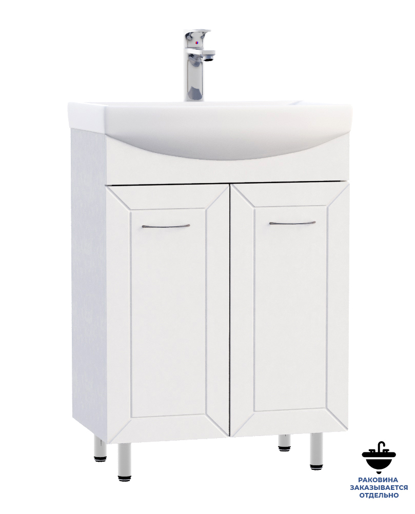 Тумба напольная  50 "Бостон" Francesca (2 двери) белый глянец (ум. Уют 50) - Изображение №1