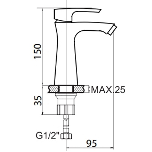Смеситель д/умывальника ZERIX FAB-1 /картридж 25мм  (10 шт/ящ) - миниатюра №2
