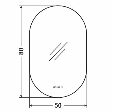 Зеркало  500х800 овальное LED подсветкой 6500К 9,6 Вт/м с сенсор.выкл.и часы в черн алюм проф КЗСК - Изображение №3