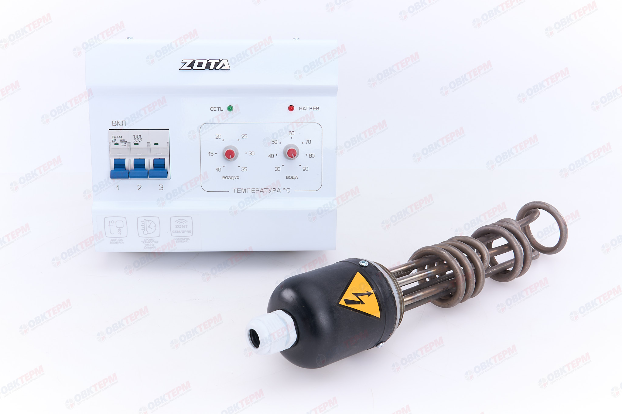 Комплект подключения ТЭНБ- 3 кВт (резьба 2") к котлам тв.топливным (без кабеля)   ZOTA - Изображение №1