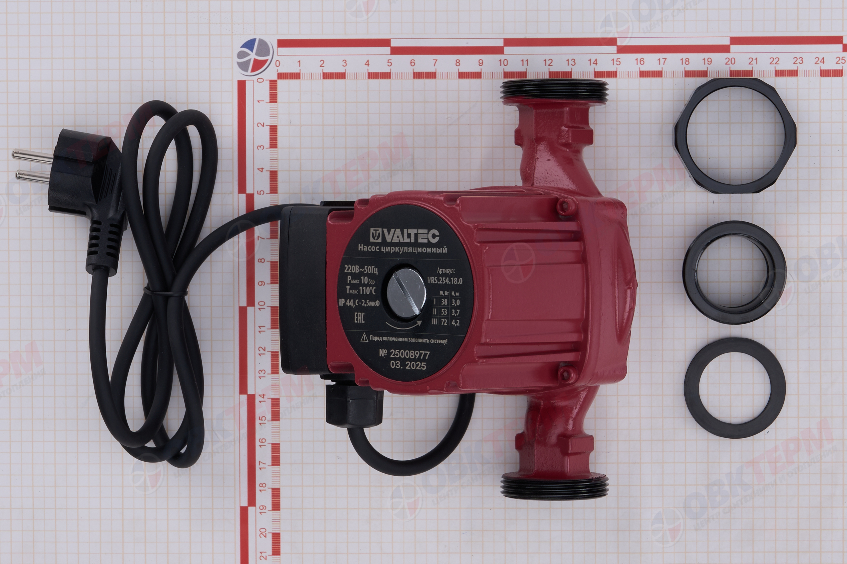 Насос циркуляционный  RS 25/4-180 VALTEC с гайками - миниатюра №12