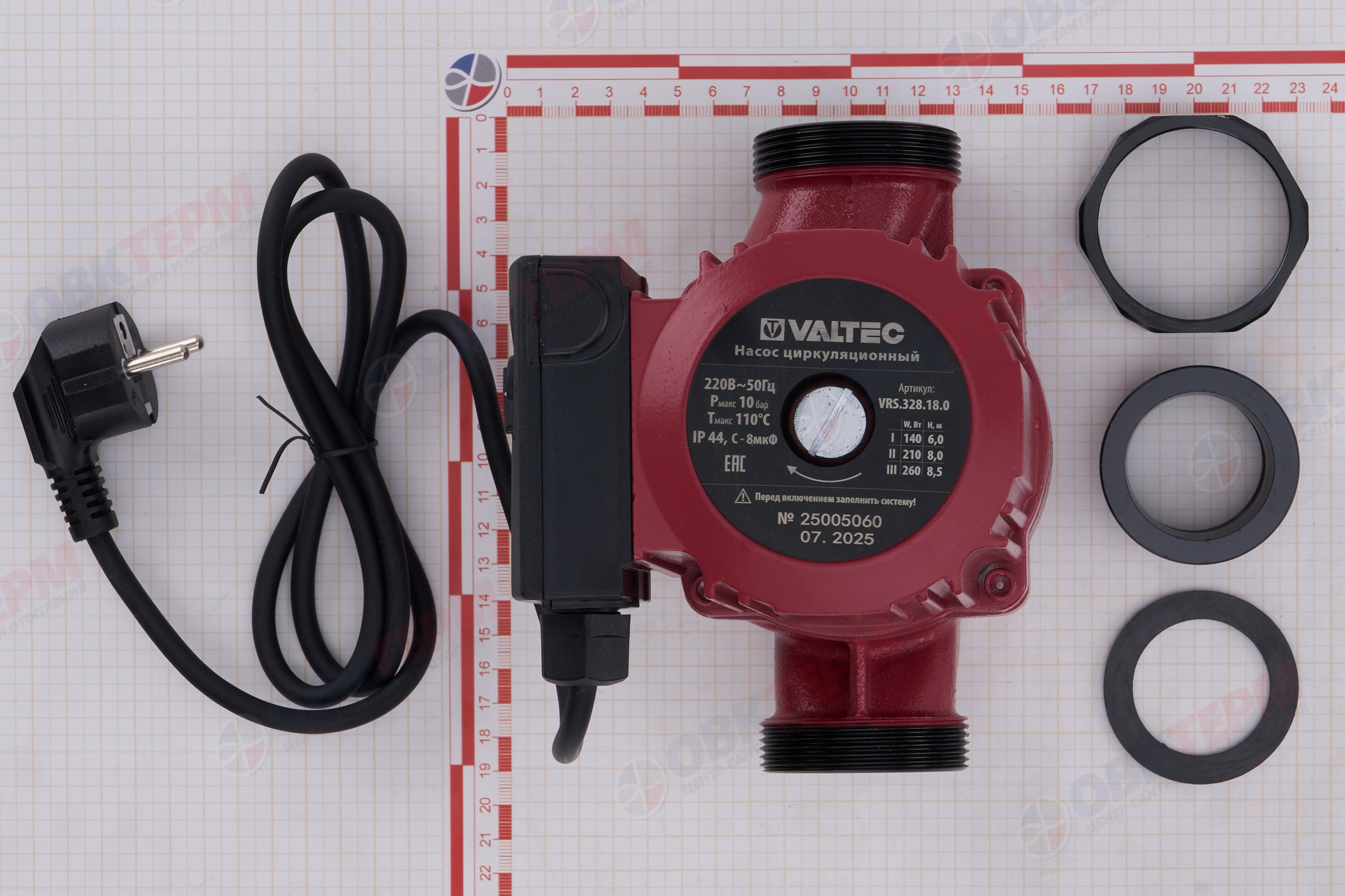 Насос циркуляционный  RS 32/8-180 VALTEC с гайками - миниатюра №12