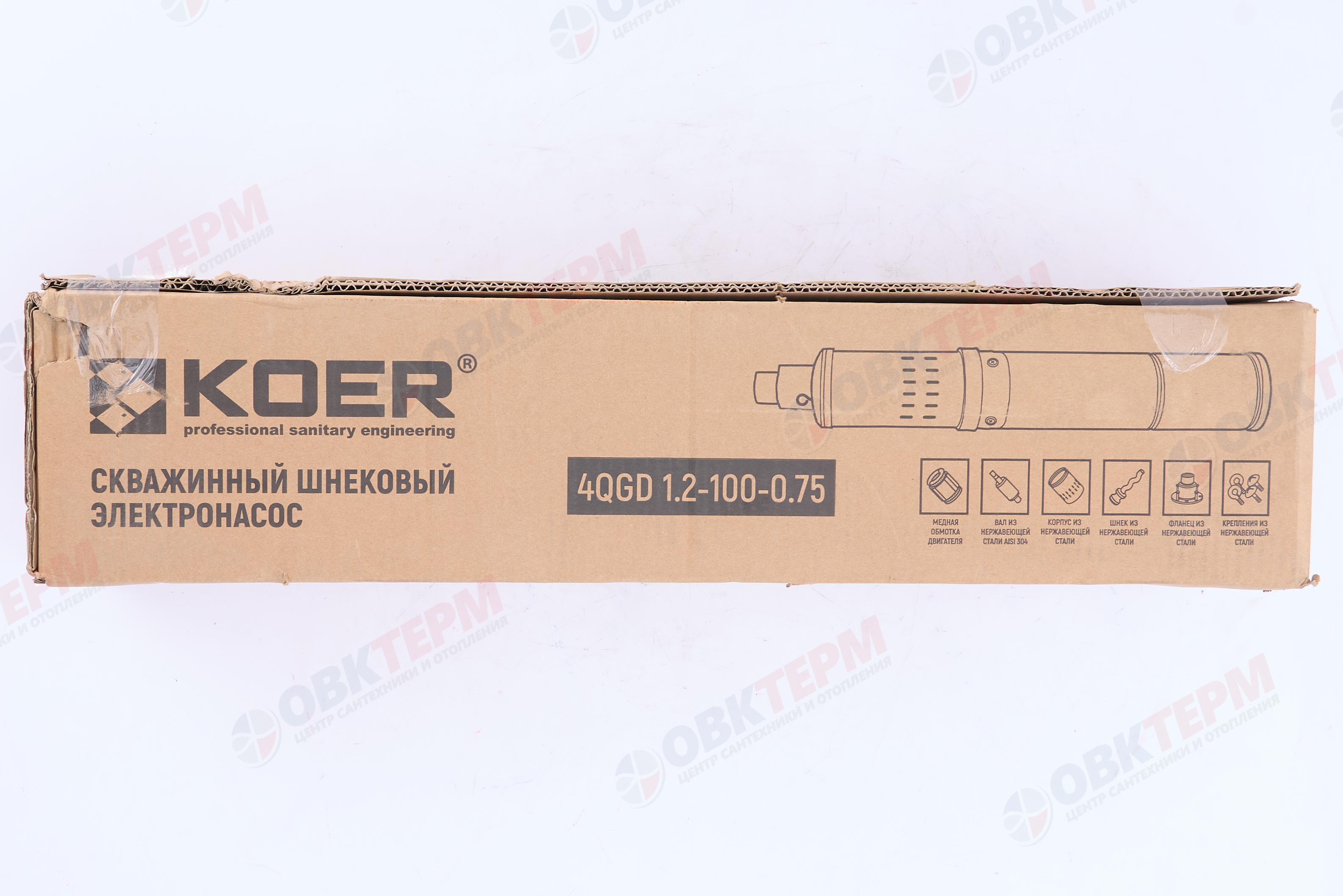 Насос погружной шнековый   4QGD   1.2-100/0.75  KOER (0,75кВт/30л.м./175м/15м кабеля) - миниатюра №6