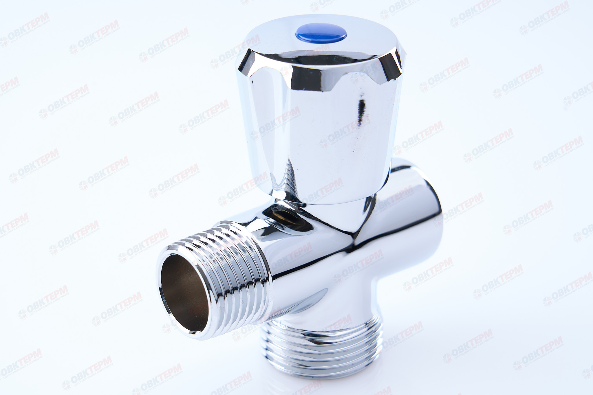Кран  проходной для стир.машины   TIM   1/2" - 3/4" - 1/2", хром.  вентельный - Изображение №1