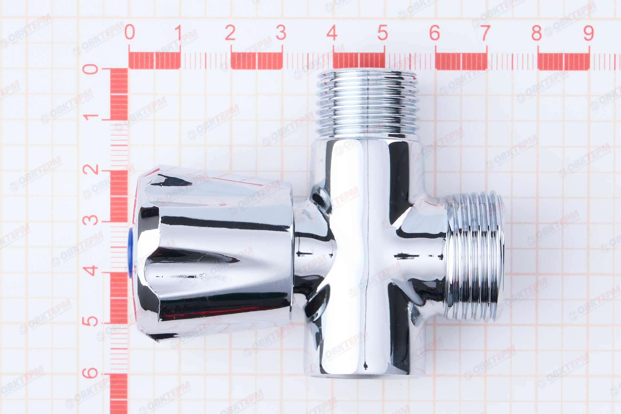 Кран  проходной для стир.машины   TIM   1/2" - 3/4" - 1/2", хром.  вентельный - миниатюра №9