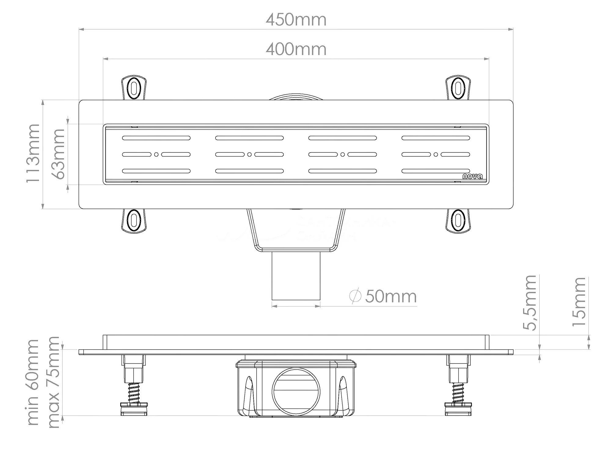 Трап-лоток 40 см  NOVA  пластик корпус (сухой затвор)  5640  (1шт/15 упак) - Изображение №2