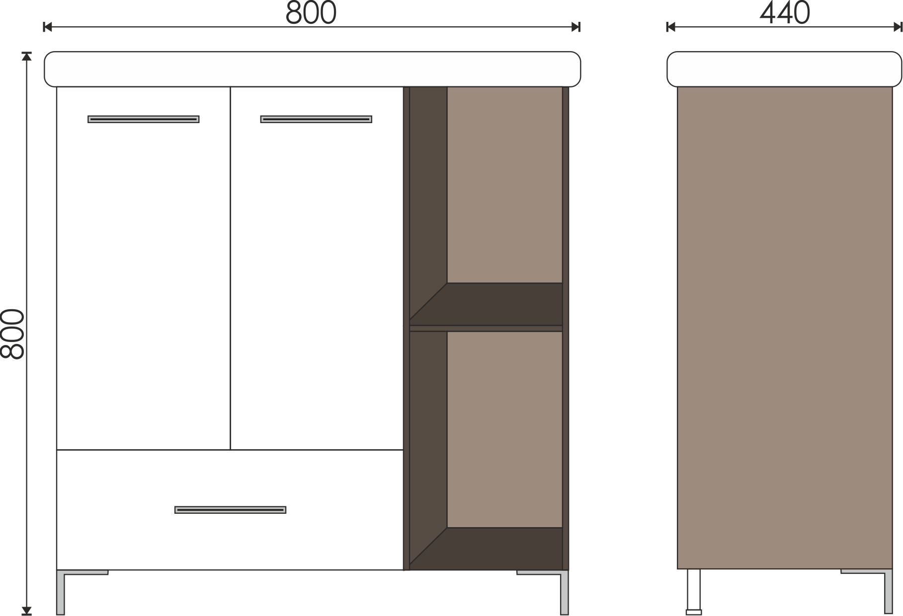 Тумба EvaGold 80 "Crea" (ум Como 80/Grand 80/Moduo 80) - миниатюра №2