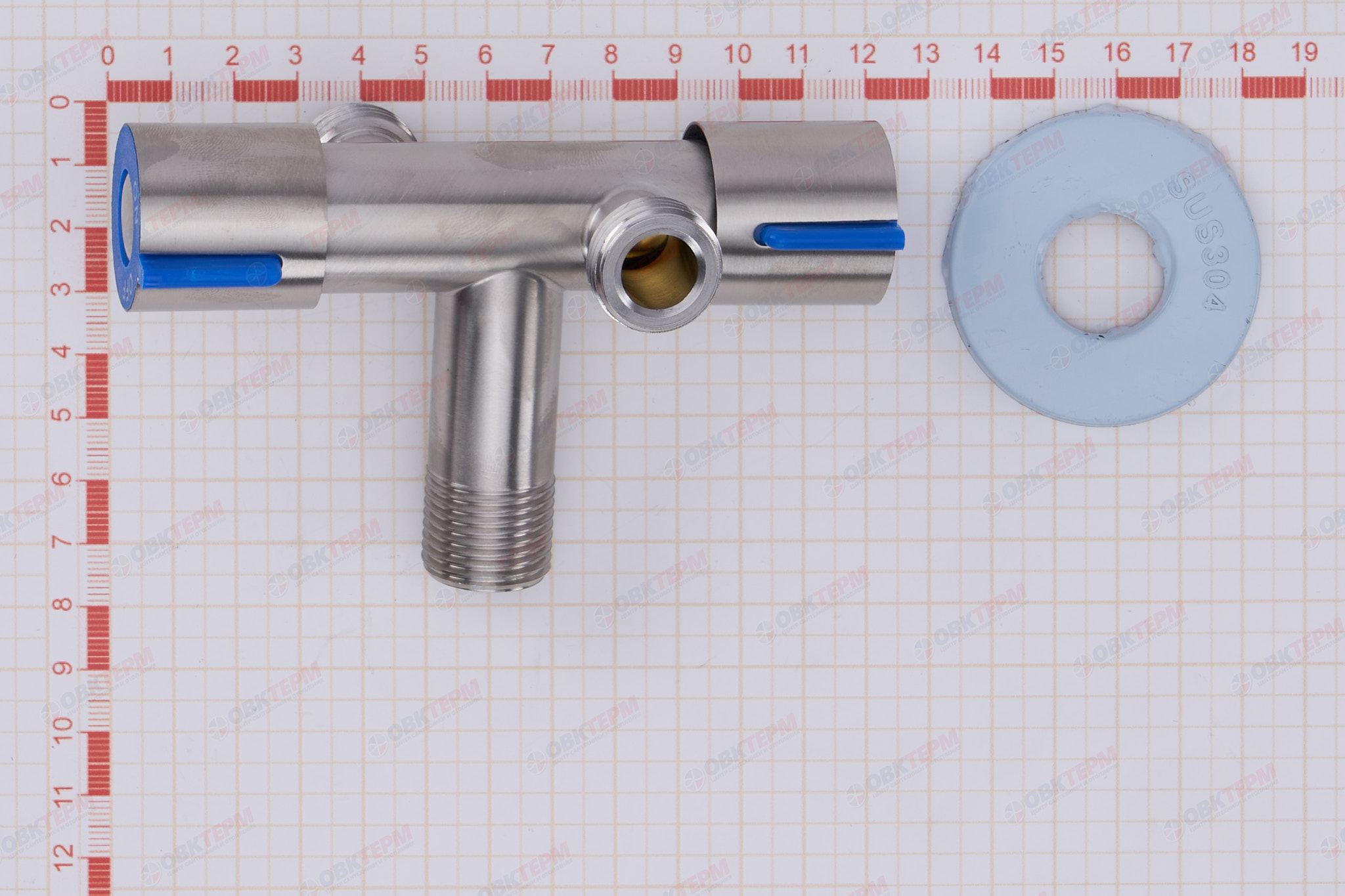 Кран для подкл. с/т приборов       TIM     1/2" - 1/2" - 1/2",   2 выхода в разные стороны    (30/1) - Изображение №5