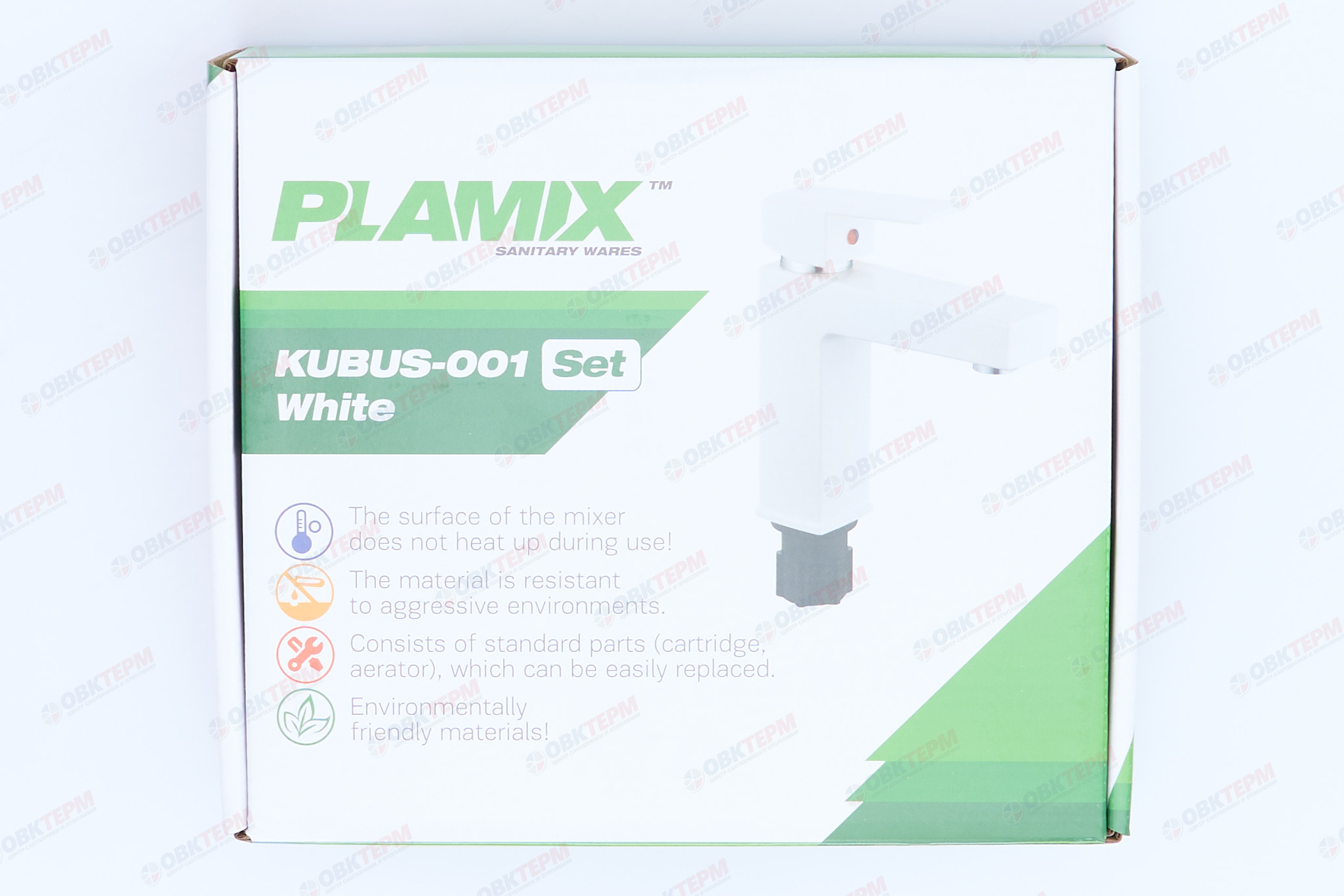 Смеситель д/умывальника PLAMIX KUBUS-001 SET White (с подводкой) (20 шт/ящ) - миниатюра №6