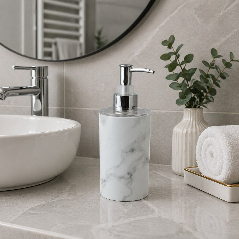 Дозатор для жидкого мыла Delphinium коллекция "Вояж" (Marble), пластик - Изображение №3