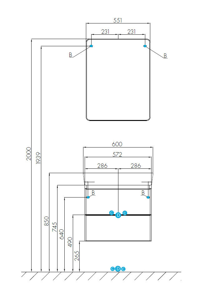 Тумба подвесная  60 Скай Белый глянец (480 x 572 x 404) AQUATON (ум. Нео 60) - Изображение №4