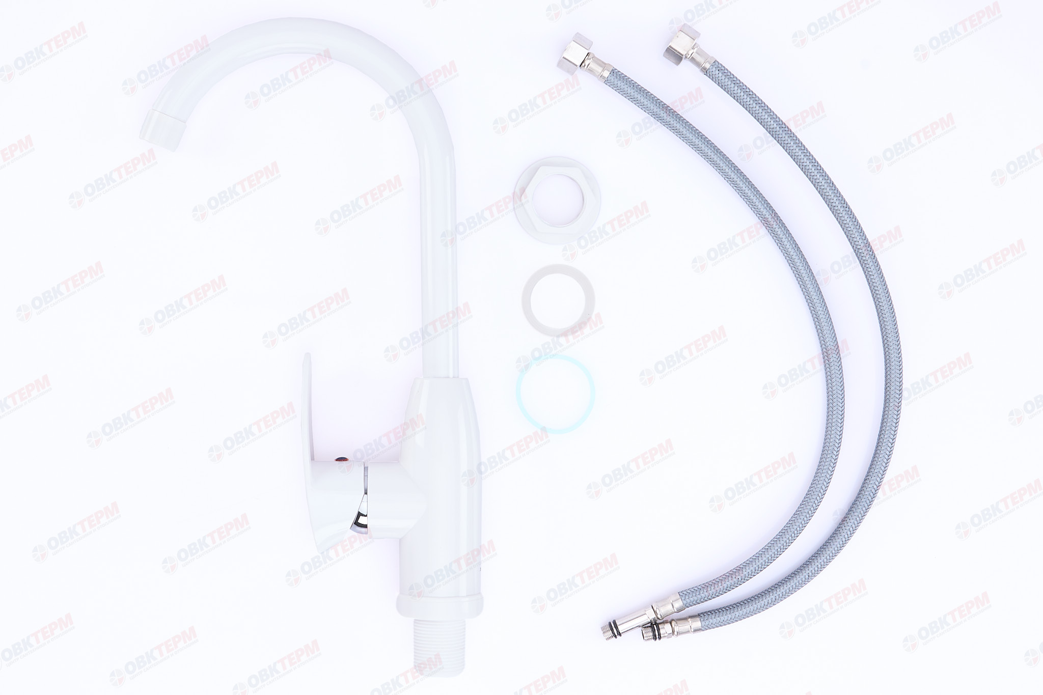 Смеситель д/кухни PLAMIX CEZAR-011-B SET White (с подводкой) (20 шт/ящ) - Изображение №3