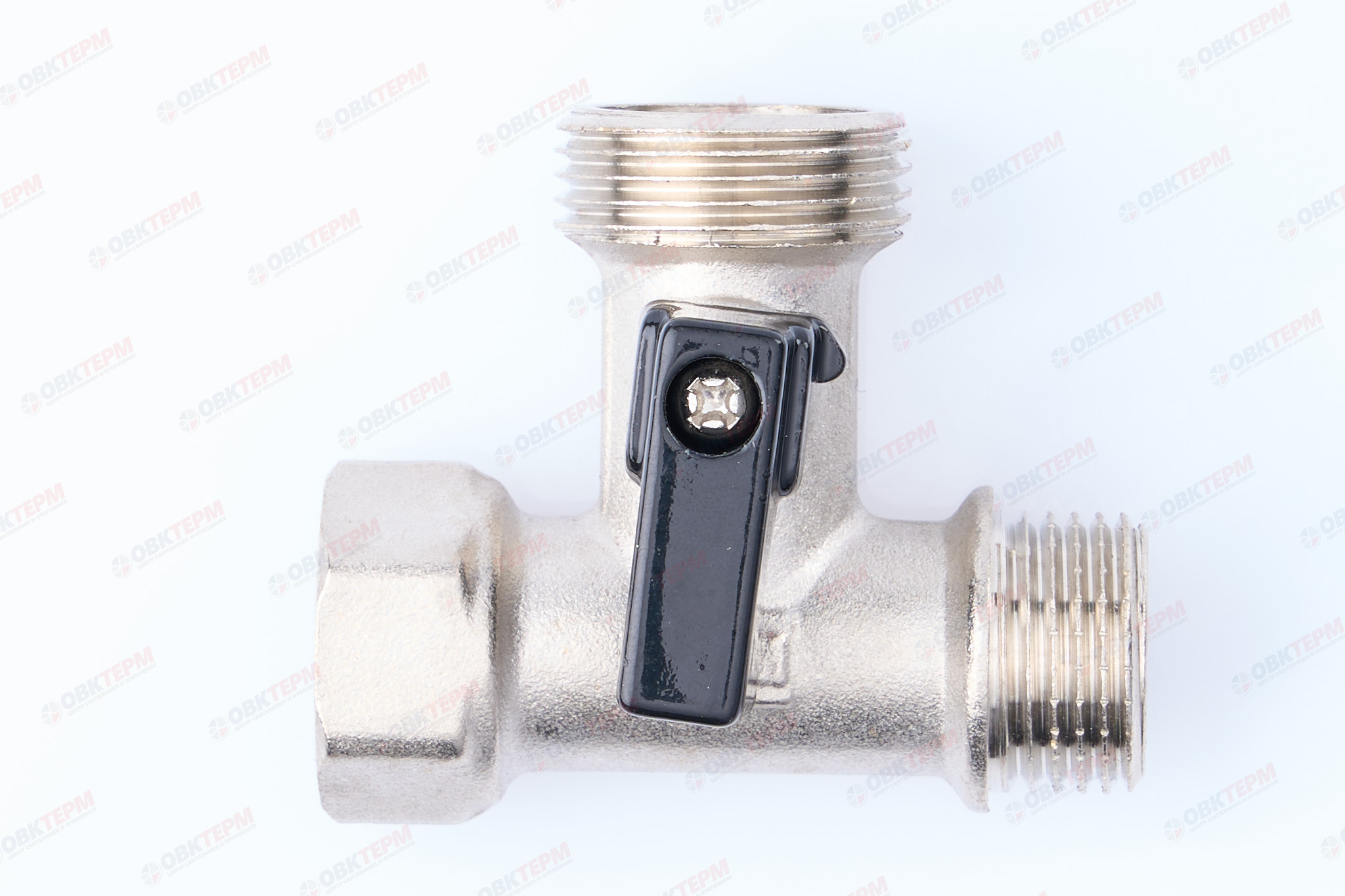 Кран  проходной для стир.машины   TIM   1/2" - 3/4" - 1/2" никел. Standart (100/25) - миниатюра №6