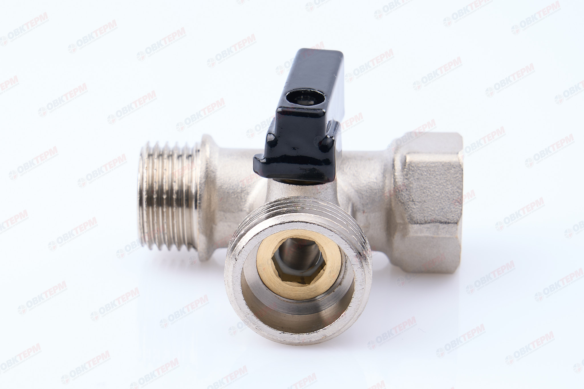 Кран  проходной для стир.машины   TIM   1/2" - 3/4" - 1/2" никел. Standart (100/25) - миниатюра №7