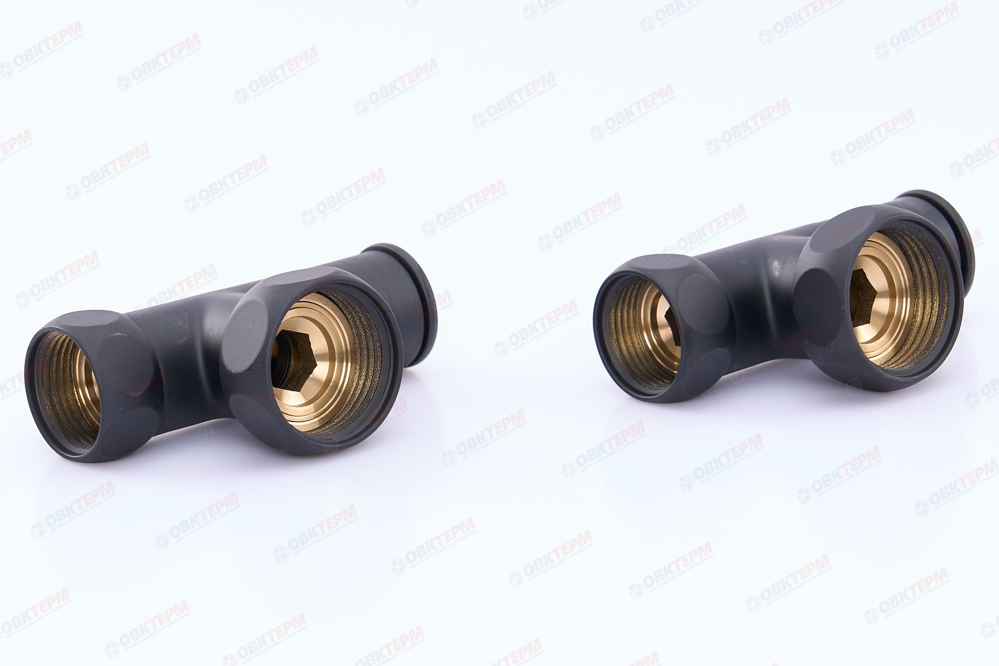 Кран  вентильный  с американкой   TIM   1"В - 3/4"В  угловой, круглый,черный   (1пара/20ящ) - Изображение №2