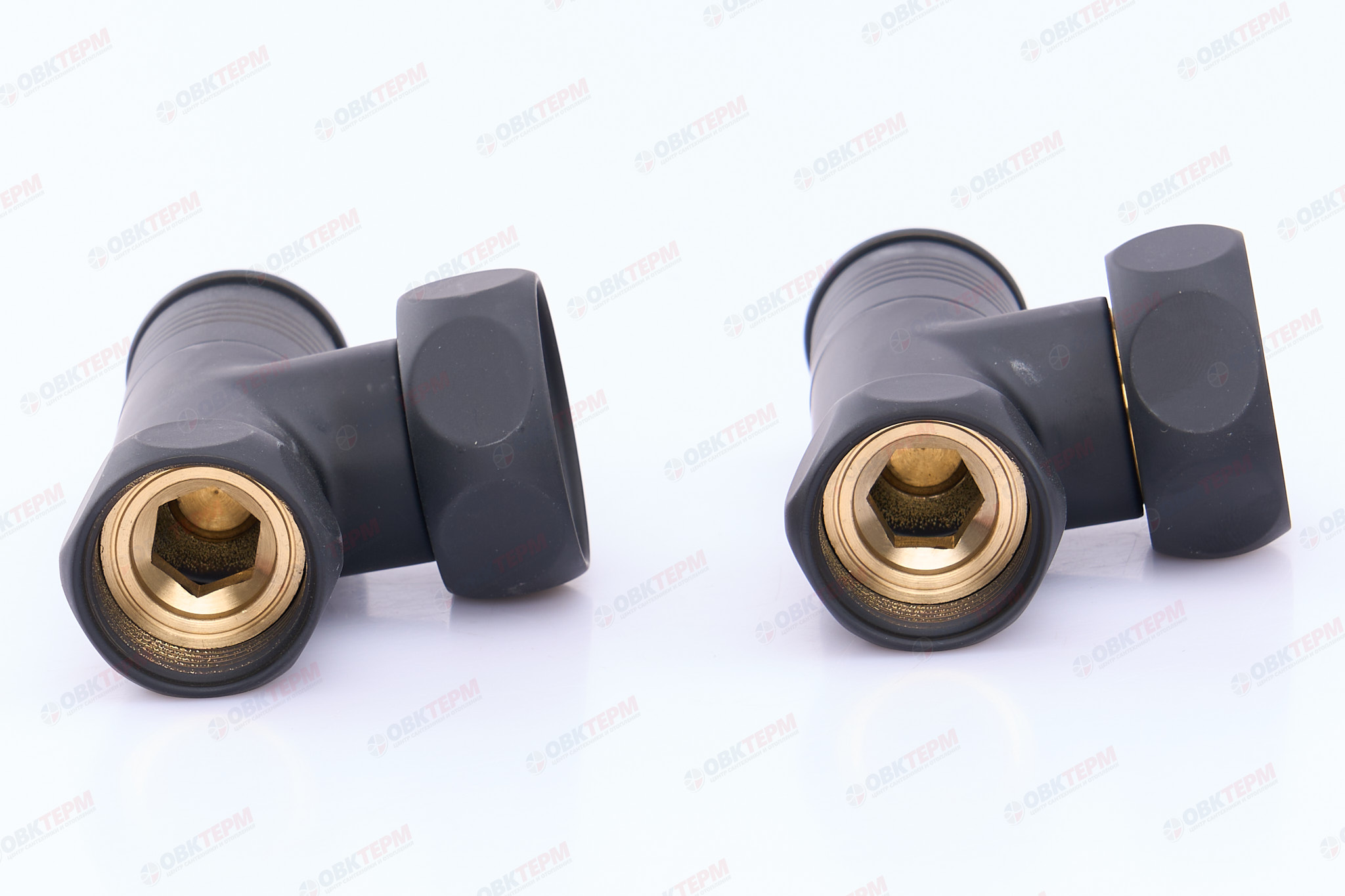 Кран  вентильный  с американкой   TIM   1"В - 3/4"В  угловой, круглый,черный   (1пара/20ящ) - Изображение №3