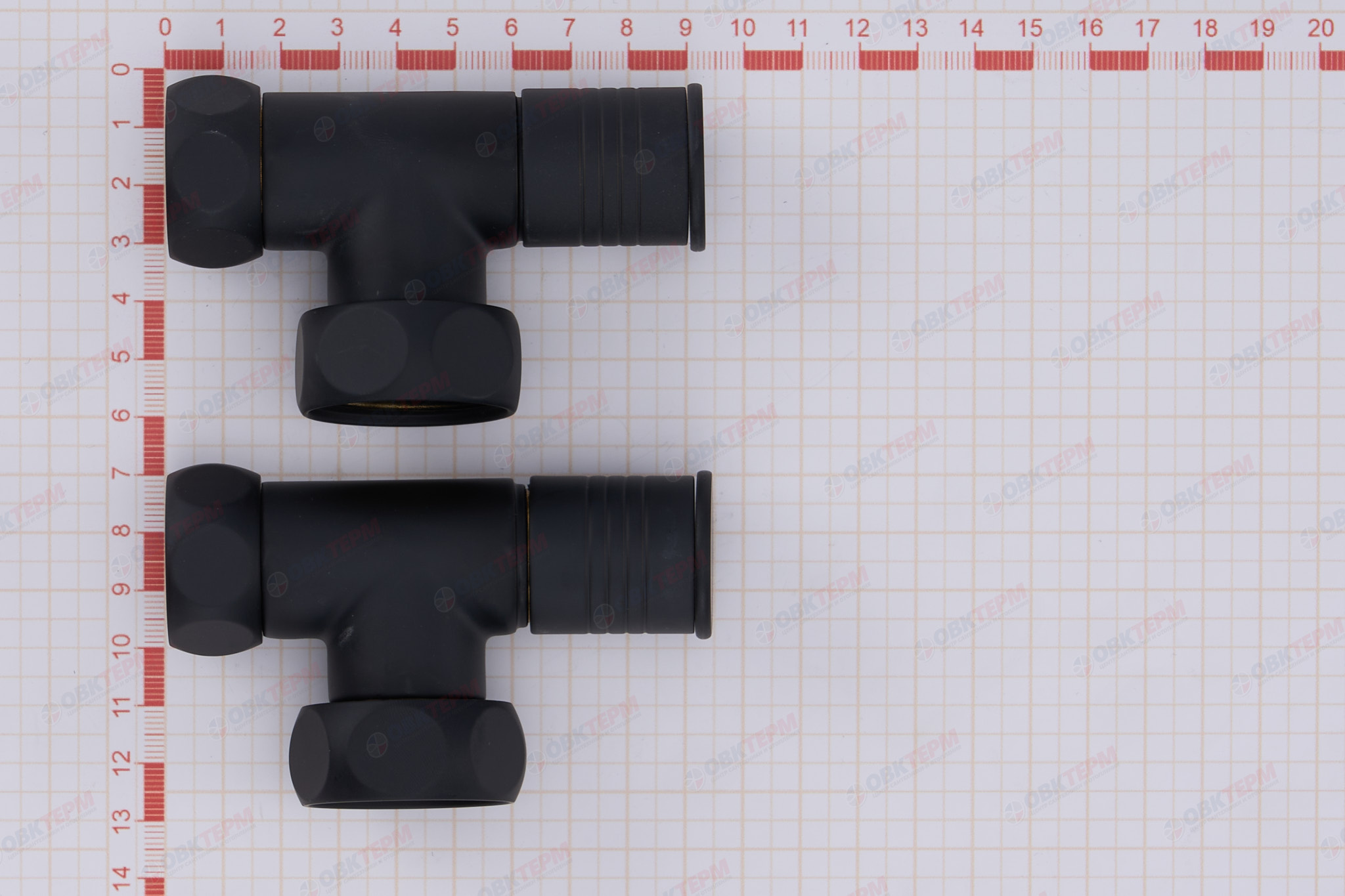 Кран  вентильный  с американкой   TIM   1"В - 3/4"В  угловой, круглый,черный   (1пара/20ящ) - Изображение №5