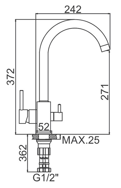 Смеситель д/кухни под ФИЛЬТР ZERIX MAK-021 (LR4255-3) Ø35 (10 шт/ящ) - миниатюра №2