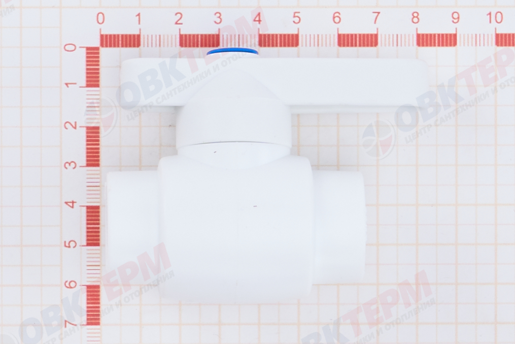 Кран пластиковый шаровый  20  (латунный  шар)  стандарт  БЕЛЫЙ PP-R   (RTP)    (60/1) - миниатюра №7