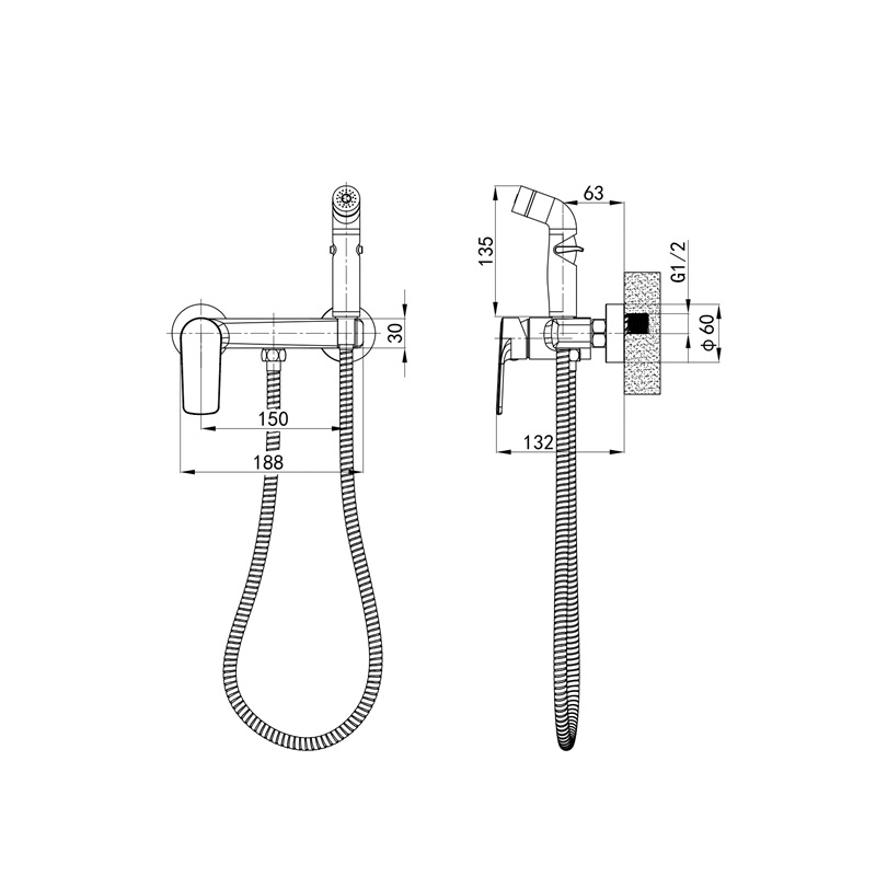Смеситель с гигиеническим душем MIXXUS PREMIUM MATIS 024 (10 шт/ящ) - миниатюра №2