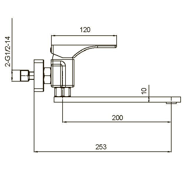 Смеситель д/кухни НАСТЕННЫЙ KOER KB-73010-01 /латунь /35мм (Цвет хром)  (8шт/ящ) - Изображение №2