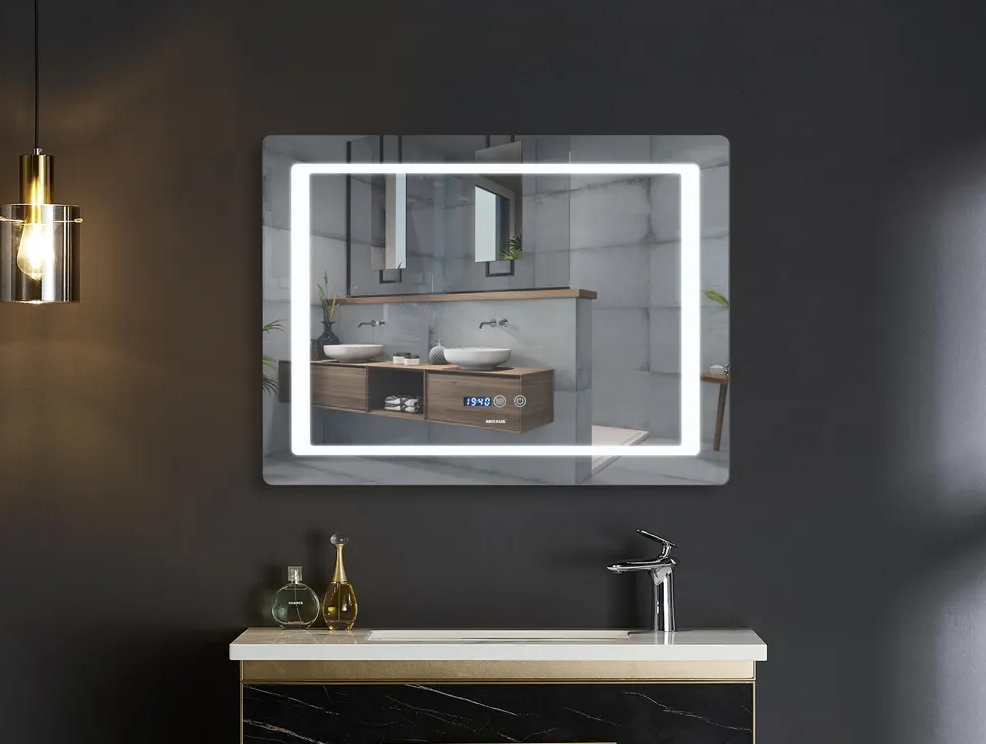 MIXXUS STYLE MR03-70x50 Зеркало с LED Touch, Anti-fog, димером, регулятором яркости, часами - Изображение №1
