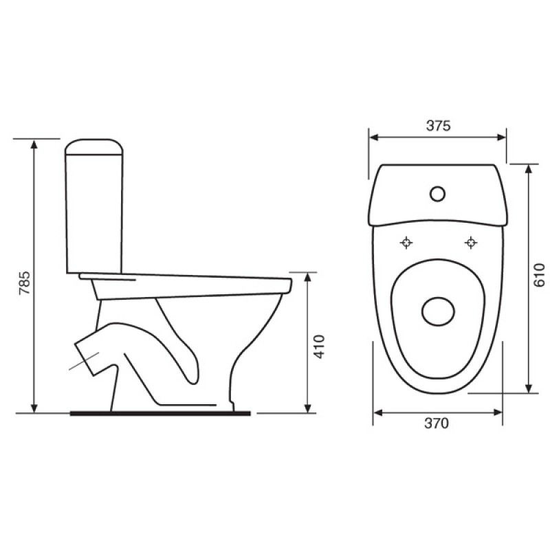 Унитаз-компакт Santeri "ВИТА"   (косой выпуск,1 режим, крышка ПП,ниж.подкл.) Ш375*В785*Г610 - миниатюра №2